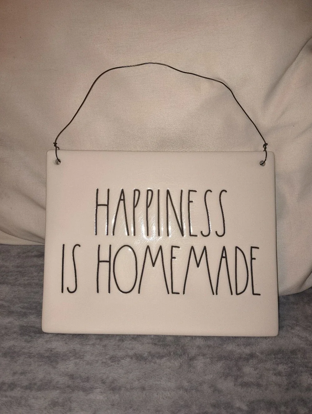 Rae Dunn Happiness Is Homemade Ceramic Wall Plaque - White